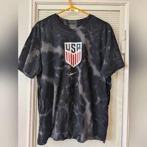 Nike Tee Team USA Soccer Shield Logo Shirt Men Black Tie-Dye Cotton Large